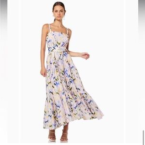 elliatt romona purple multi colored belted midi spring summer dress size small